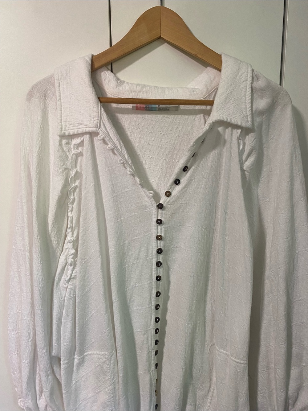 Free People Beach Women's White Button-Front Lightweight Tunic - Picture 2 of 8